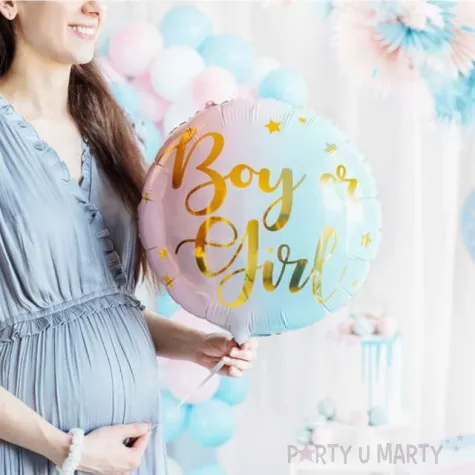 balon foliowy gender reveal boy or girl ombre partydeco 18 rnd
