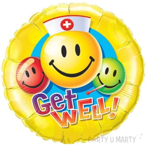 balon foliowy get well soon emotki qualatex 18 rnd