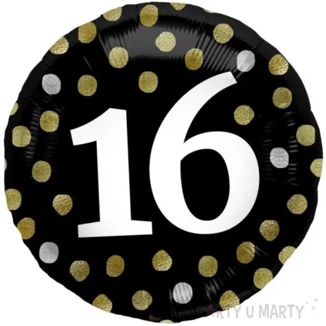 balon foliowy glossy 16 urodziny czarny folat 17 rnd
