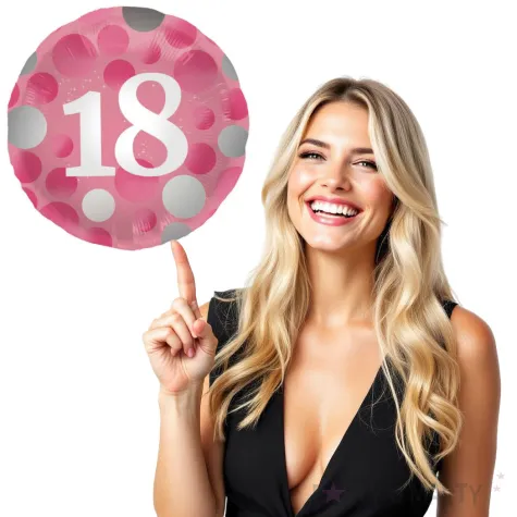 balon foliowy glossy 18 urodziny rozowy folat 17 rnd
