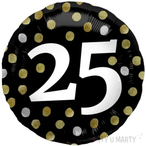 balon foliowy glossy 25 urodziny czarny folat 17 rnd