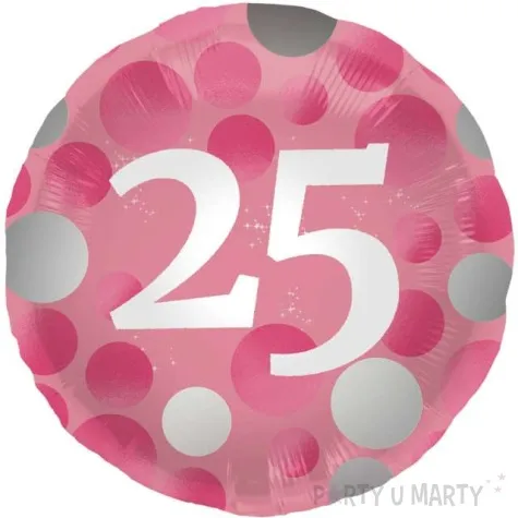balon foliowy glossy 25 urodziny rozowy folat 17 rnd