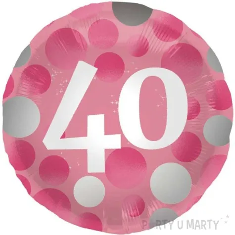 balon foliowy glossy 40 urodziny rozowy folat 17 rnd