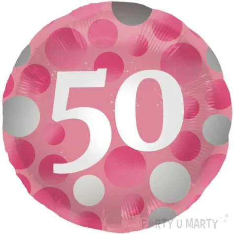balon foliowy glossy 50 urodziny rozowy folat 17 rnd