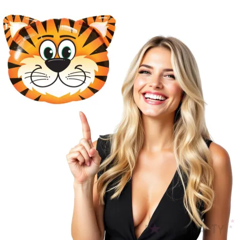 balon foliowy glowa tygryska pomaranczowo czarny qualatex 30 shp