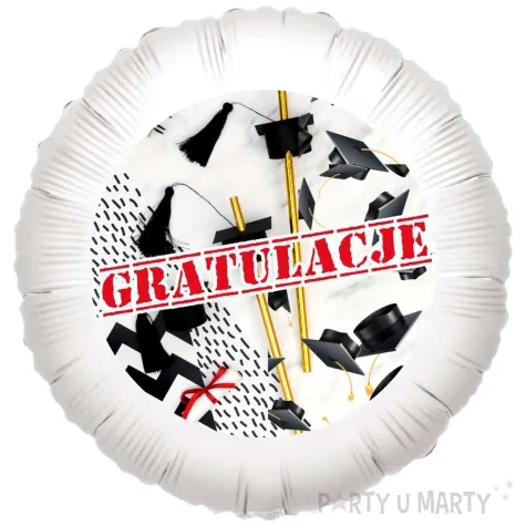 balon foliowy gratulacje wiwat bialy 18 rnd