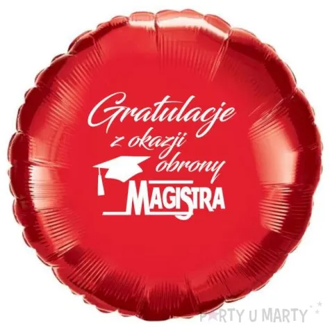 balon foliowy gratulacje z okazji obrony magistra czerwony 18 rnd