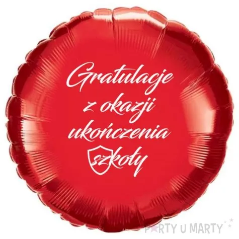 balon foliowy gratulacje z okazji ukonczenia szkoly czerwony 18 rnd