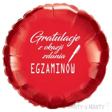 balon foliowy gratulacje z okazji zdania egzaminow czerwony 18 rnd