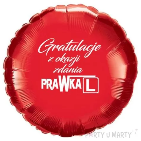 balon foliowy gratulacje z okazji zdania prawka czerwony 18 rnd