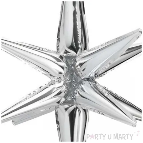 balon foliowy gwiazda 3d dekoracja na urodziny sylwestra srebrna metaliczna 41 str