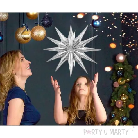 balon foliowy gwiazda 3d srebrny godan 20 str