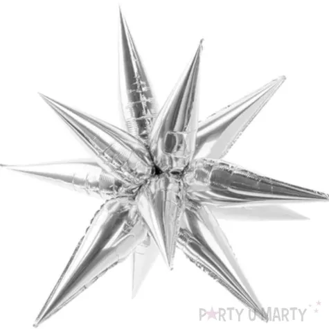 balon foliowy gwiazda 3d srebrny partydeco 37 5 str