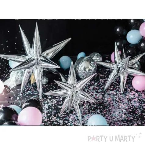 balon foliowy gwiazda 3d srebrny partydeco 37 5 str