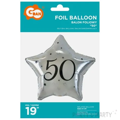 balon foliowy gwiazda 50 srebrny godan 19 str