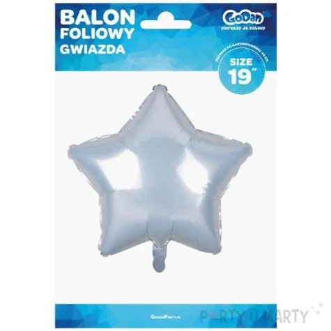 balon foliowy gwiazda bialy metalik godan 19 str