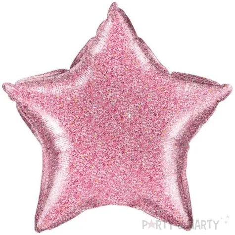 balon foliowy gwiazda brokatowa grafika rozowy qualatex 20 str