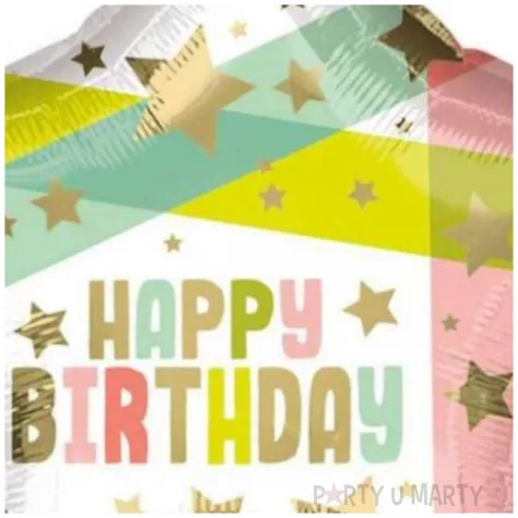 balon foliowy gwiazda happy birthday amscan 18 str
