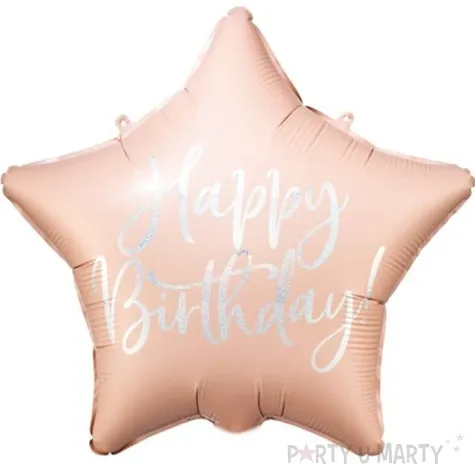 balon foliowy gwiazda happy birthday rozowy partydeco 18 5 str