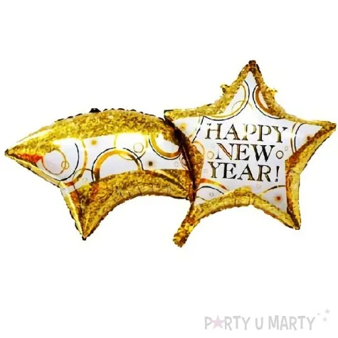 balon foliowy gwiazda happy new year zloty jix 34 str