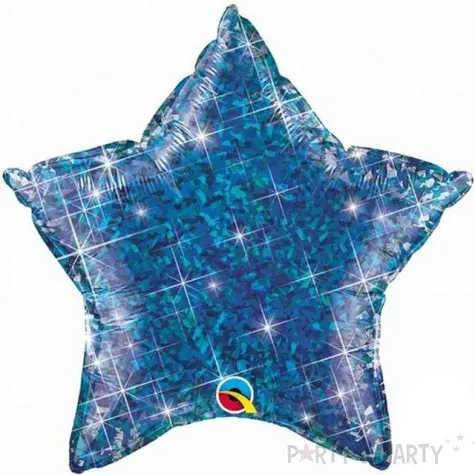 balon foliowy gwiazda holo niebieski qualatex 20 str