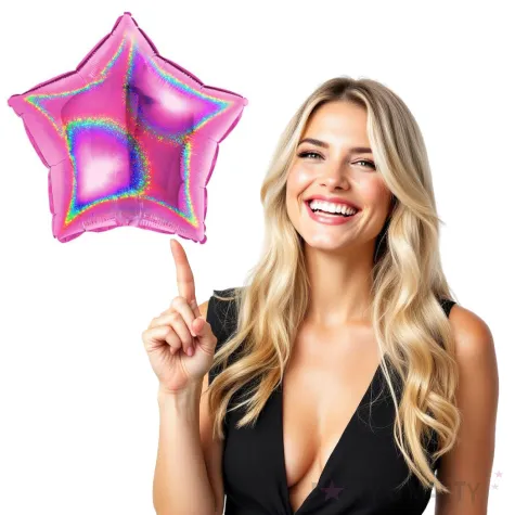 balon foliowy gwiazda holo rozowy grabo 18 str