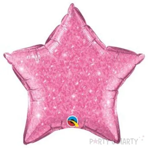 balon foliowy gwiazda holo rozowy qualatex 20 str
