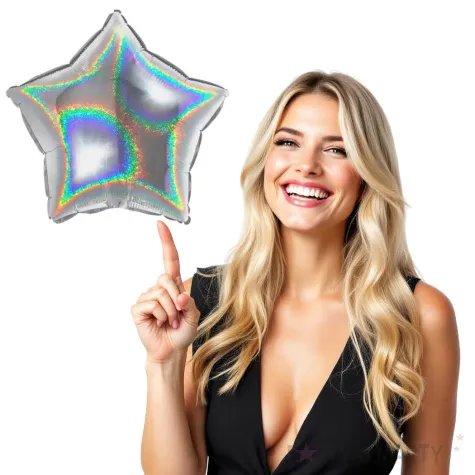 balon foliowy gwiazda holo srebrny grabo 18 str