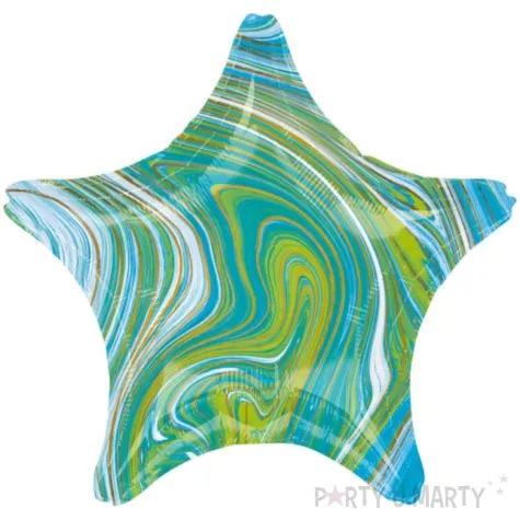 balon foliowy gwiazda marmurek niebiesko zielony amscan 18 str