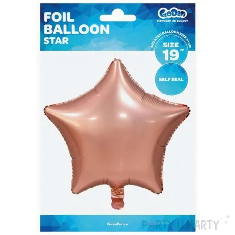 balon foliowy gwiazda matowa rozowe zloto godan 19 str