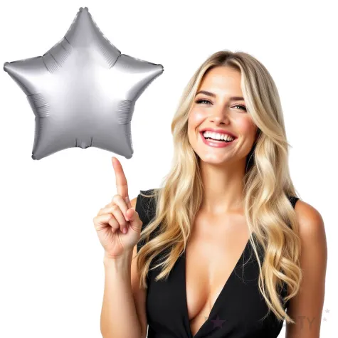balon foliowy gwiazda satynowa srebrny amscan 17 str