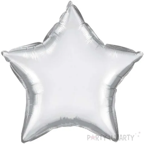 balon foliowy gwiazda srebrny chrom qualatex 20 str