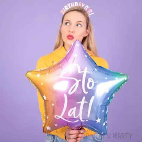 balon foliowy gwiazda sto lat teczowy partydeco 18 5 str