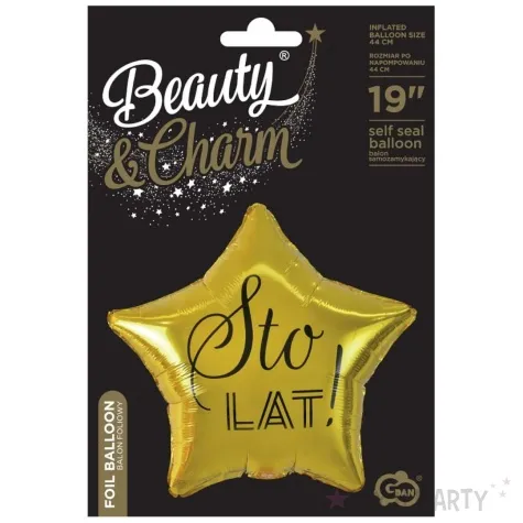 balon foliowy gwiazda sto lat zloto czarny godan 19 str