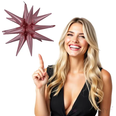 balon foliowy gwiazda z kolcami rozowe zloto amscan 34 shp