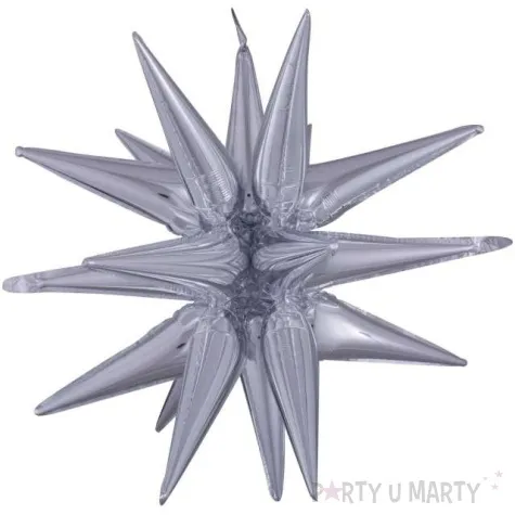 balon foliowy gwiazda z kolcami srebrny amscan 34 shp