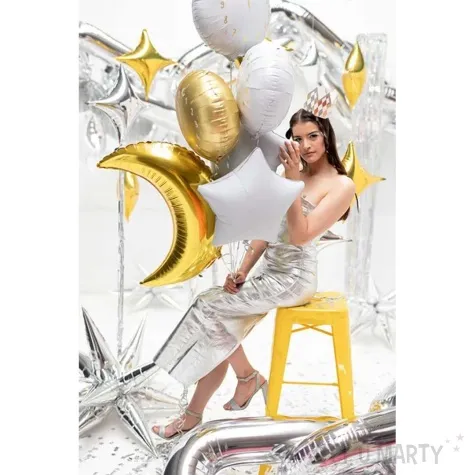 balon foliowy gwiazda z nieba srebrny partydeco 18 str
