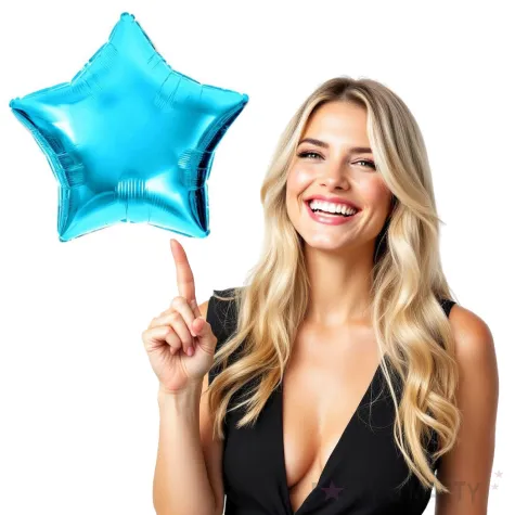 balon foliowy gwiazdka niebieski jasny dekoracjepolska 18 str