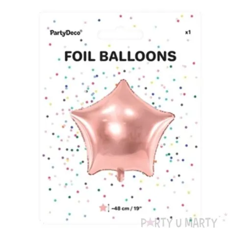 balon foliowy gwiazdka rozowe zloto partydeco 19 str