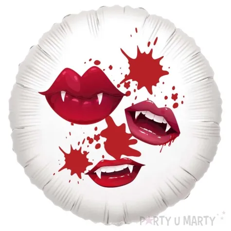 balon foliowy halloween i krwawe usta bialy 18 rnd