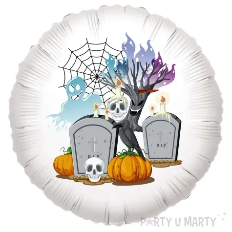 balon foliowy halloween i mroczne tajemnice bialy 18 rnd