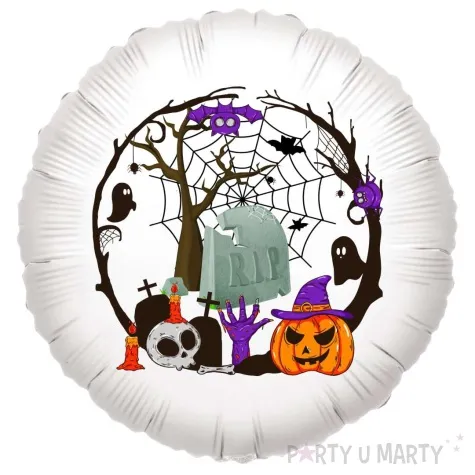 balon foliowy halloween i mroczne zaklecia bialy 18 rnd