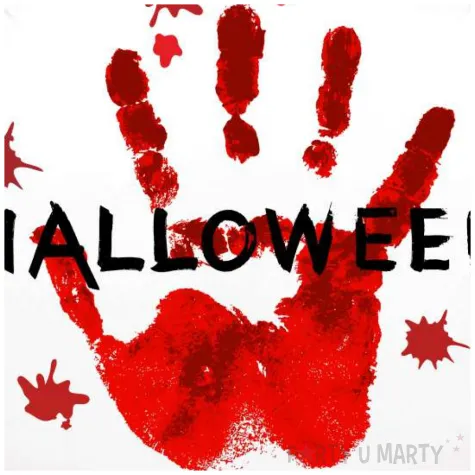 balon foliowy halloween krwawa reka bialy 18 rnd