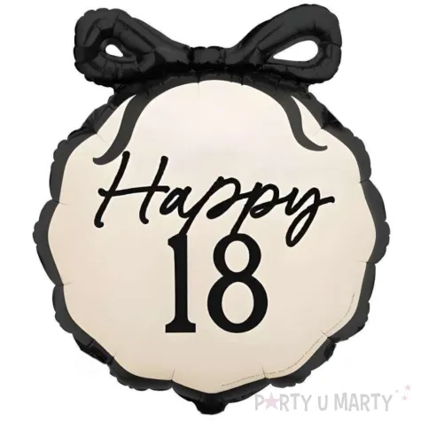 balon foliowy happy 18 kokardka dekoracja na 18 urodziny osiemnastke kremowy 20 9 shp