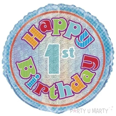 balon foliowy happy 1st birthday unique 18 rnd