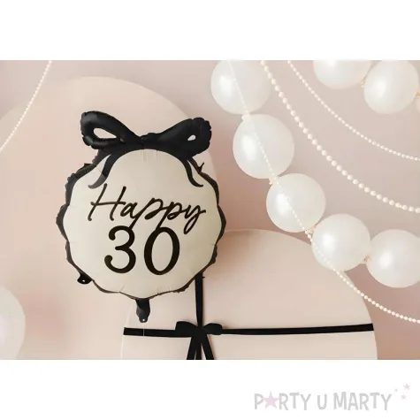 balon foliowy happy 30 kokardka dekoracja na 30 urodziny trzydziestke kremowy 20 9 shp