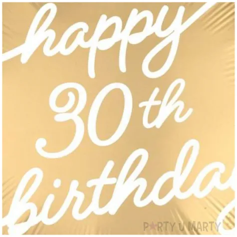 balon foliowy happy 30th birthday glamour dekoracja na 30 urodziny bialo zloty 18 rnd