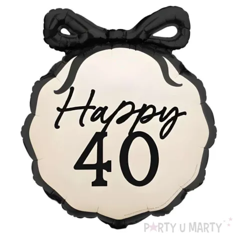 balon foliowy happy 40 kokardka dekoracja na 40 urodziny czterdziestke kremowy 20 9 shp