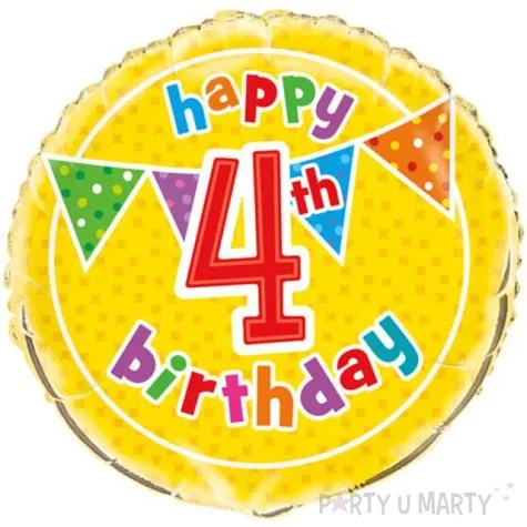 balon foliowy happy 4th birthday unique 18 rnd
