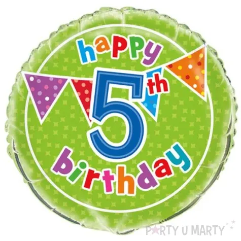 balon foliowy happy 5th birthday unique 18 rnd